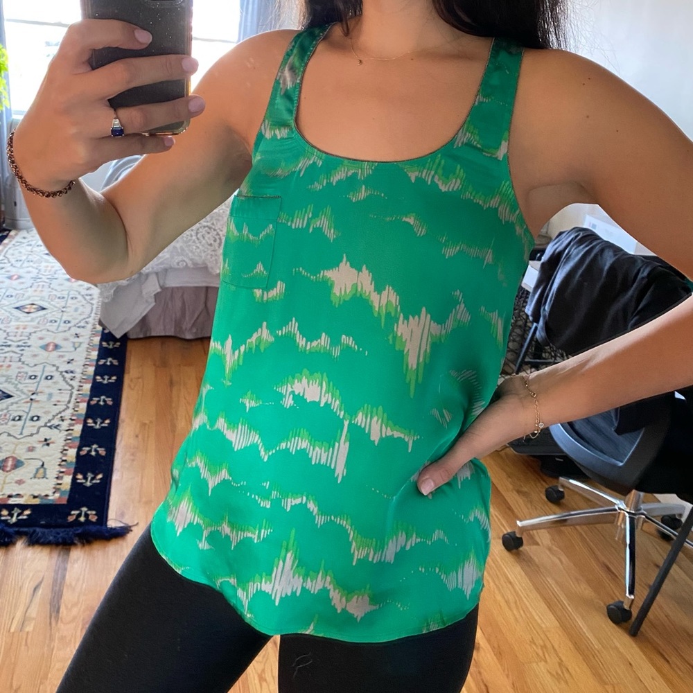 Collective Concepts Nordstrom green silky blouse top M